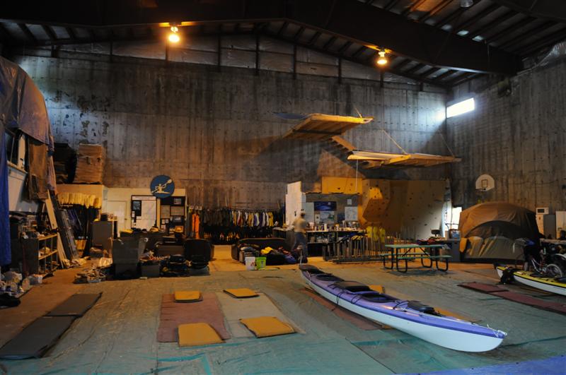 It's a kayak haven. Here's our home for the night - the kayak centre, housed in a cavernous ex military gym. The next day, we kayaked round the entrace to Price William Sound, where we encountered a nosey seal. 