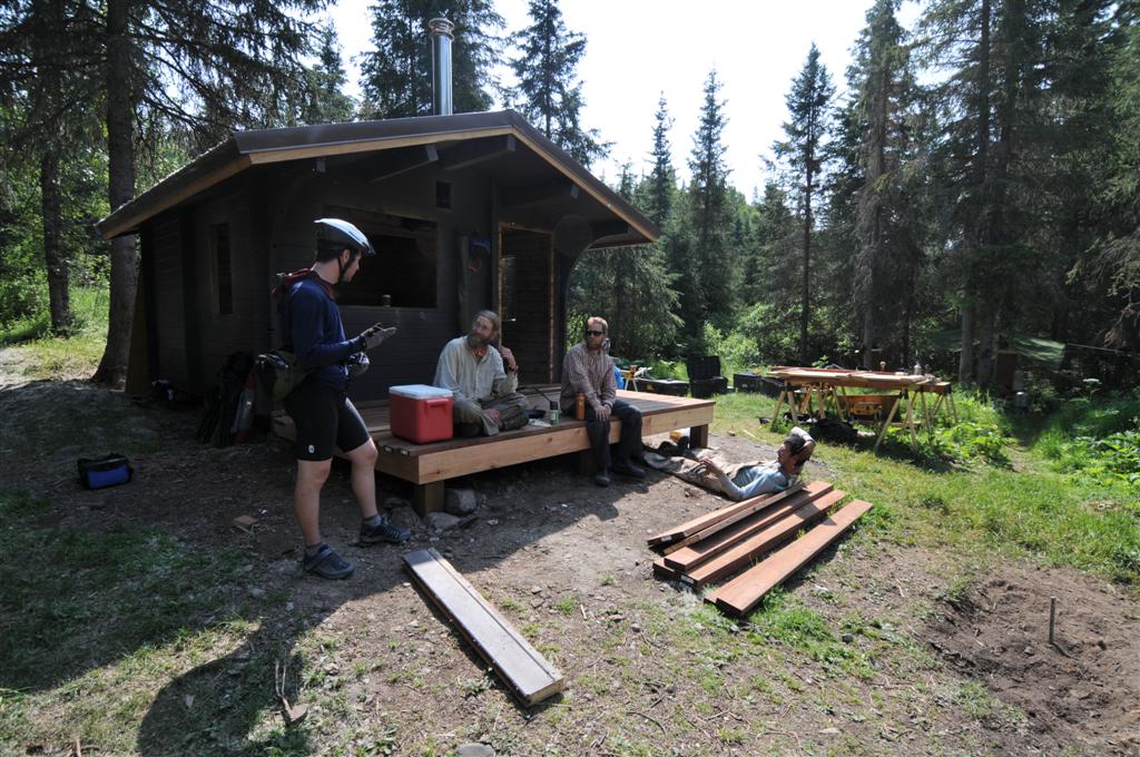 And cabins you could book in advance. These carpenters were fixing a few up - a nice summer job...