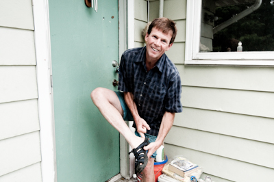 Alan, infamous for his bike-strewn backyard. Rarely a moment does he stand still!