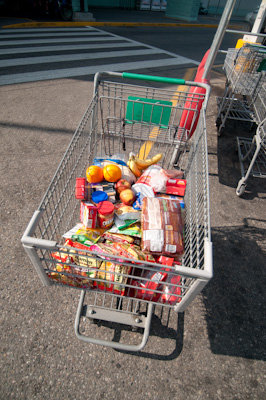 10 days of food for two hungry cyclist = a lot of weight. 