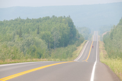 At times, the hundreds of forest fires burning in Alaska cast a haze across the landscape. 