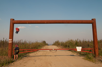 In fact, we became experts in using the local geography to stash food - in this case a service road gateway leading to the pipe. Even the tree-climbing black bears can get up these. 