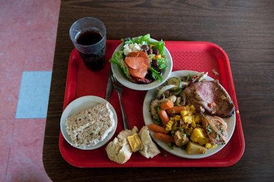 It was the buffet that we were focused on. Like Hotspot before it, Coldfoot's all you can eat buffet is spoken with reverential hush by bike tourers. On our tight budgets, $20 had seemed somewhat steep back in Fairbanks. 5 days later and it seemed like a complete bargain, what with a spread including salmon, steaks and five deserts. 'Each as much as you want' said the chirpy waitress. We took her to her word.  