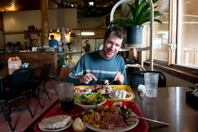 The smile of a man who has earned his dinner. 