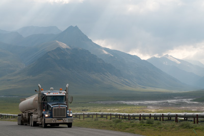 Just when you think you're alone, a truck thunders past. 