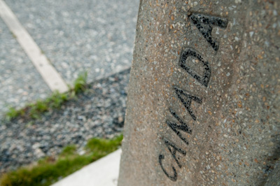 The official border line. We had lunch in Canada. 