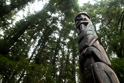 Totem poles, carved from spruce, are public records of identity and clan pride - a record of ancestry, or of a legend or historic event, or a memorial. 