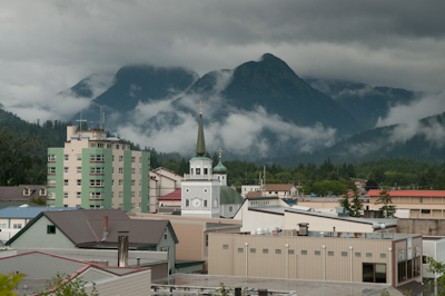 St Michael's Cathedral, a replica of the original Russian Orthodox Church that was destroyed in a fire, gives Sitka a distinctive skyline. 