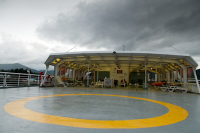 Sleeping arrangements on the ferry is a pretty relaxed affair – if you're on the standard ticket, costing a very reasonable $160 from Hanes to Prince Rupert, you can even pitch your tent on the roof. Bodies lie contorted all over the various floors, and everyone picnics the days away.