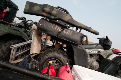 A bunch of the pickups were pulling these little quads, complete with firepower. 