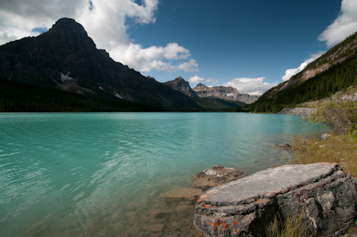 The glaciated waters of Waterfowl Lake.