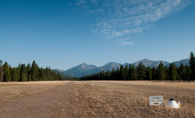 After regalling his class with the delights of bike travel, Trace suggested what sounds liked a foolproof back way to the Great Divide Trail. It seems I can navigate my way down from Alaska, but not out of Seelet - I ended up riding down its airstrip and then clambering under a barbwire fence. No one seemed to mind.  