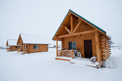 Here's where we slept last night. I was all set to camp, but the others strong armed me into this gorgeous log hut. It was probably a good idea, judging by the amount it snowed last night...