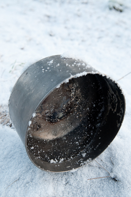 It didn't feel so cold that night, but it froze the water in my cooking pot. 