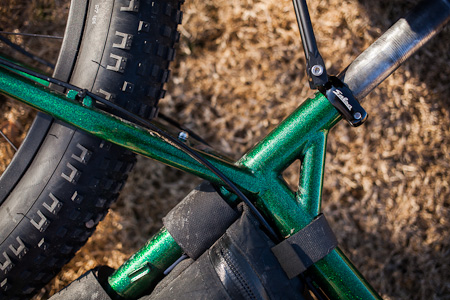 As it happens, the Krampus has fender eyelets but no rear rack eyelets. Salsa's Rack-Lock is a neat solution. Although on the pricey side ($30), it's nicely crafted, and the only such collar I could find in the required 30.0 size.