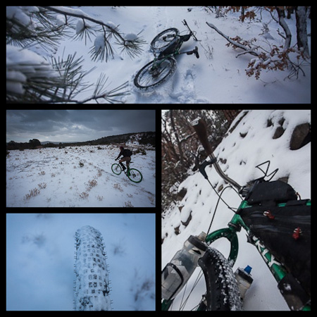 Snow-friendly Knards proved to be well suited to the powdery conditions. We carved our way down the snowy trails, spraying snow-flecks in our wake.