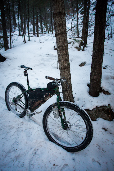 The Krampus struggled a bit where the snow was deeper; letting a whole load of air from the front tyre helped a lot though.